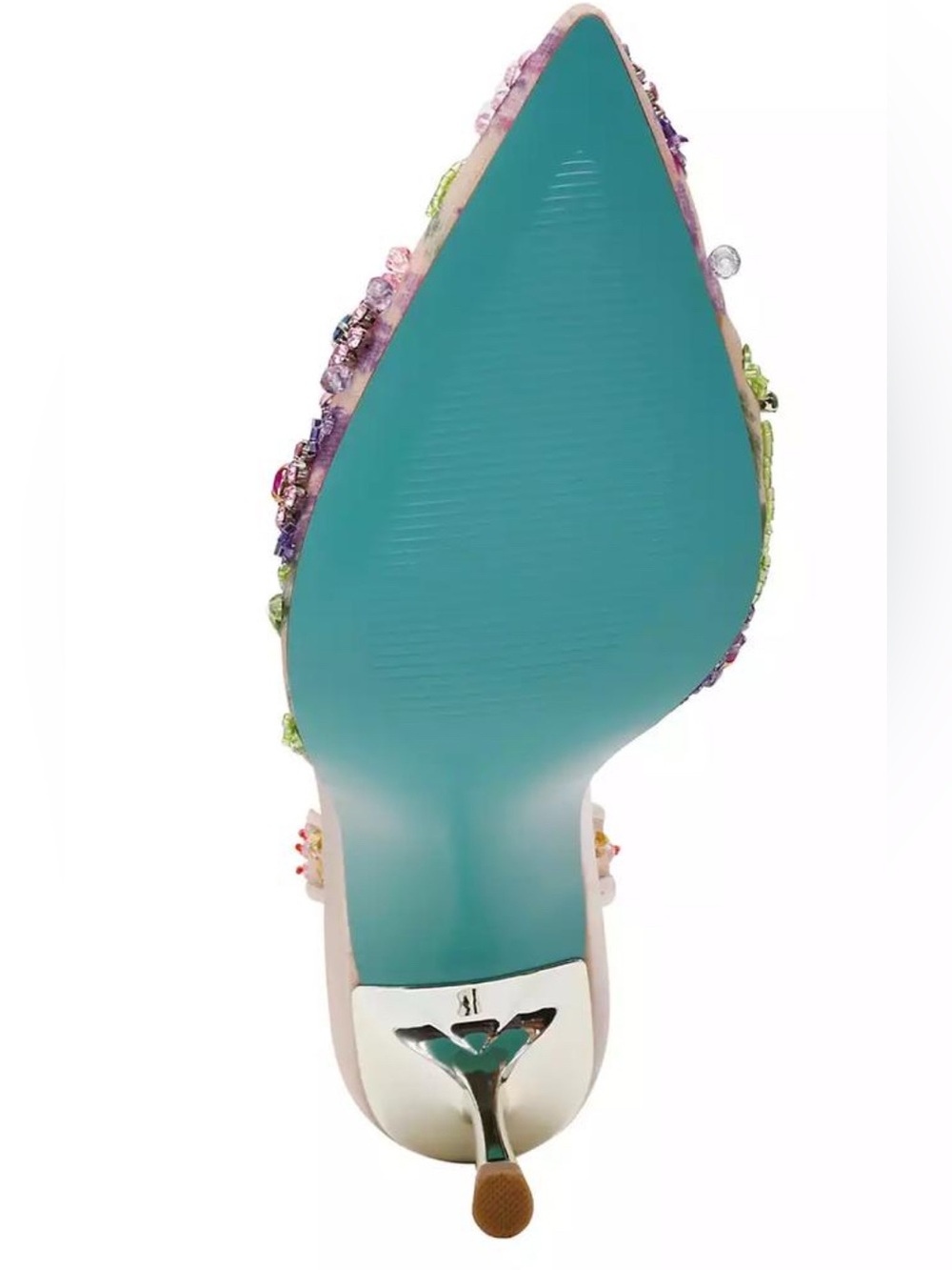 NEW Betsey Johnson Velma Jeweled Mesh Slingback Pumps Nude Floral Beaded US 7.5 - Picture 5 of 16